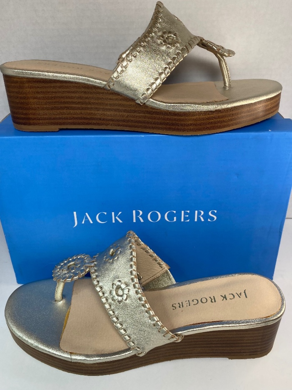 Jack Rogers Women's Stacked Mid Wedge Size 9.5M NIB